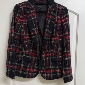 HOLIDAY - Talbots Aberdeen Black and Red Plaid Blazer